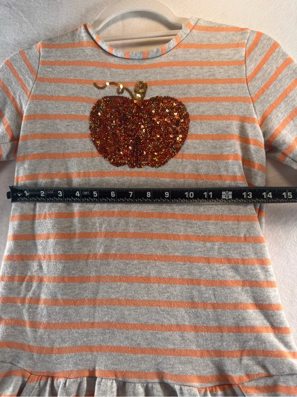 Gymboree Girls Size 14 Sequin Pumpkin Striped Fall Dress